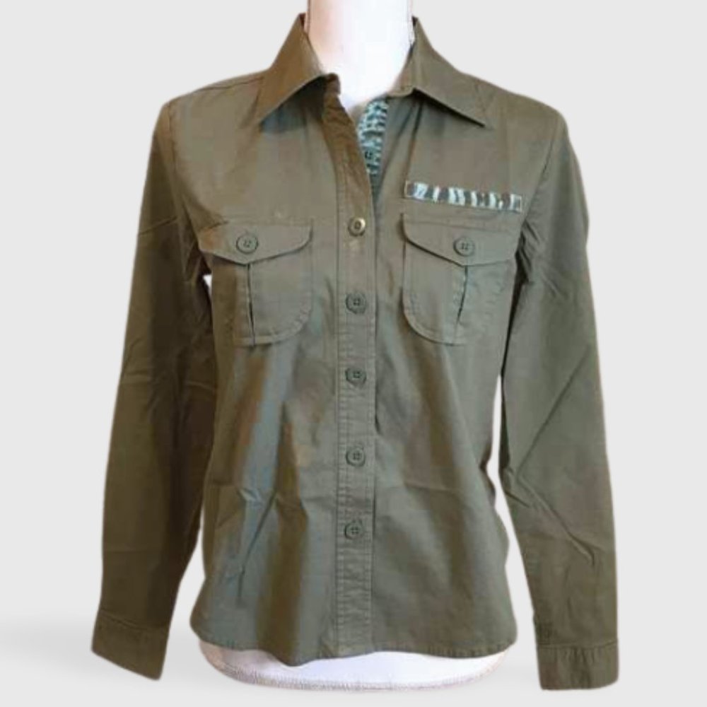 MAURICES OLIVE GREEN BUTTON DOWN DRESS SHIRT (M)